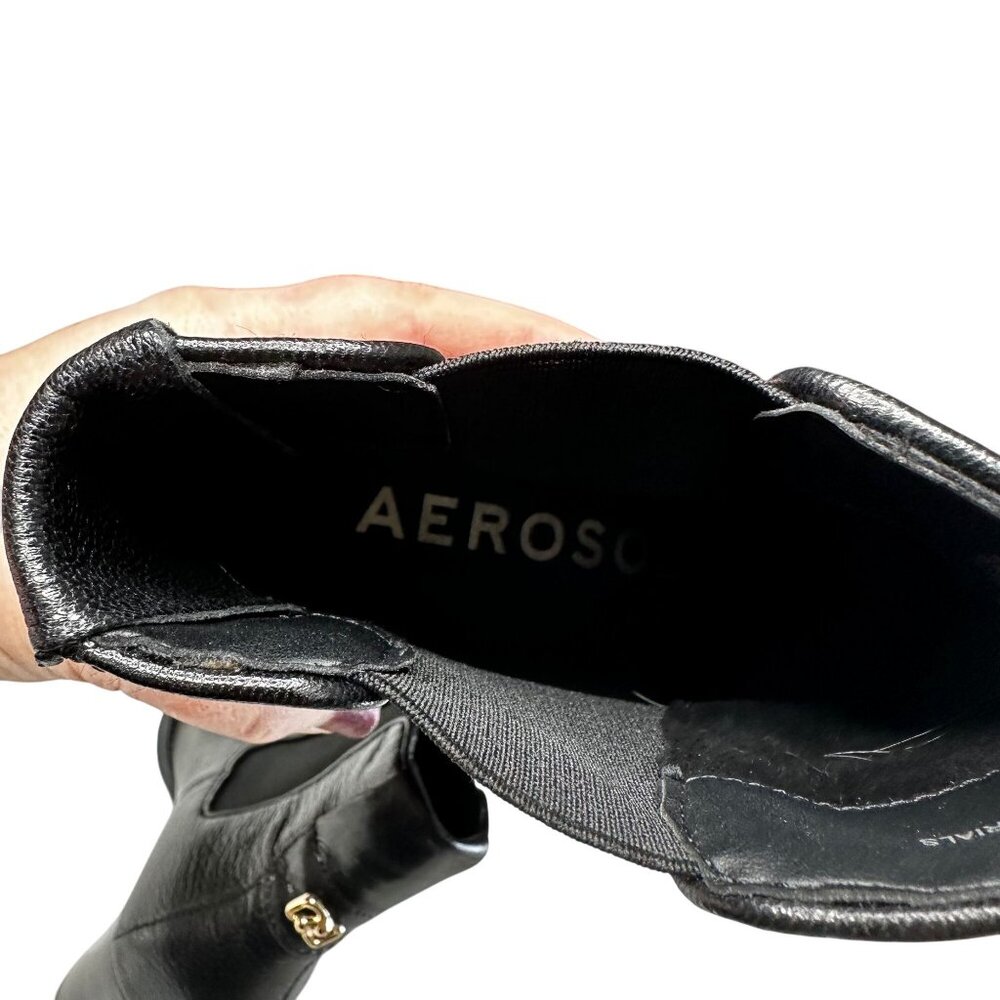 Aerosoles Lido Ankle Boots Women's Size 8 Black Leather Block Heel Comfort - Picture 7 of 10